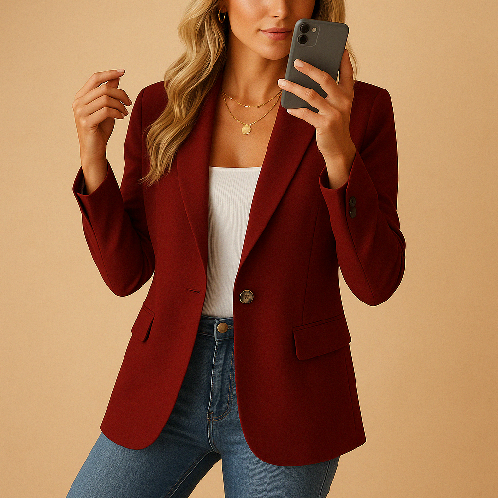 Blazer da donna in cotone con taglio aderente, perfetto per la mezza stagione autunnale