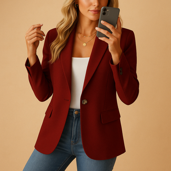 Blazer da donna in cotone con taglio aderente, perfetto per la mezza stagione autunnale