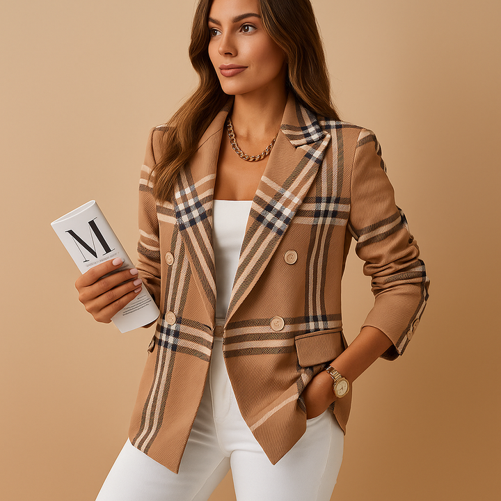 Blazer femme ajusté détails élégants en laine pour l'automne