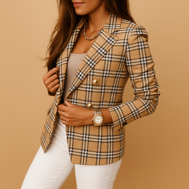 Blazer femme ajusté détails élégants en laine pour l'automne