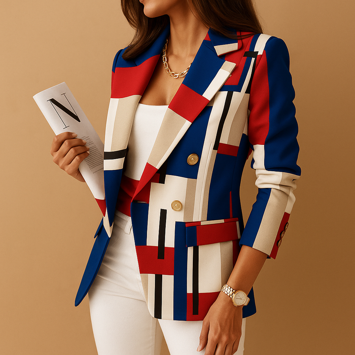 Blazer femme ajusté détails élégants en laine pour l'automne