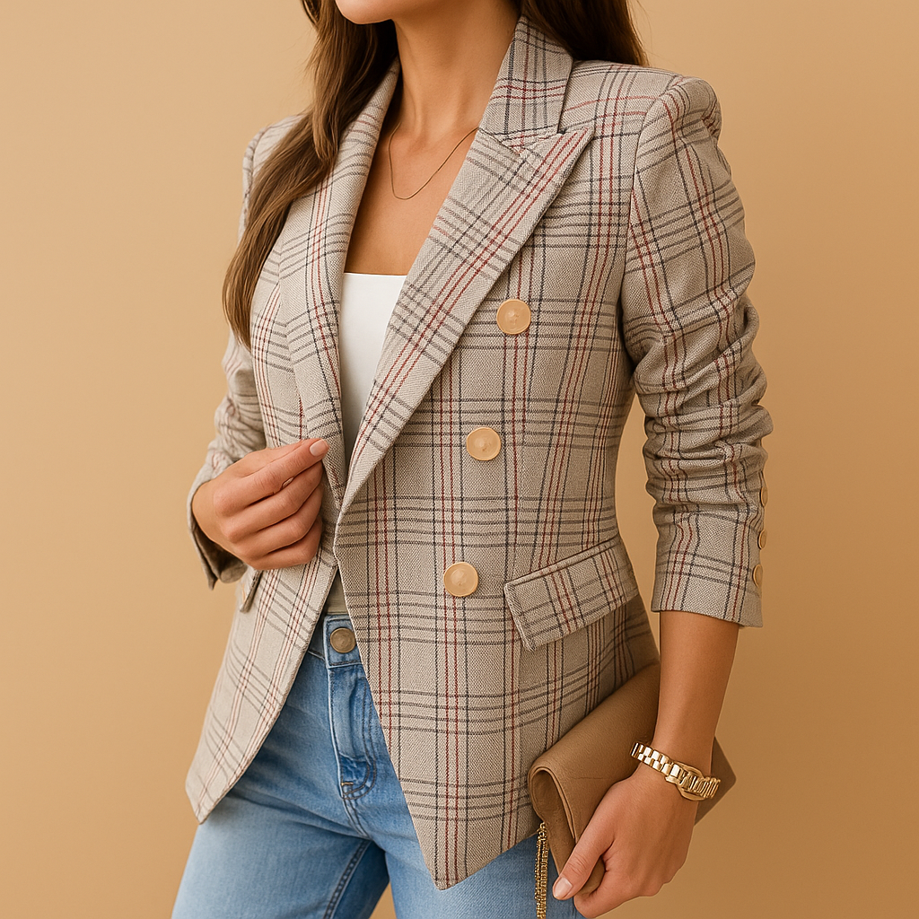 Blazer femme ajusté détails élégants en laine pour l'automne
