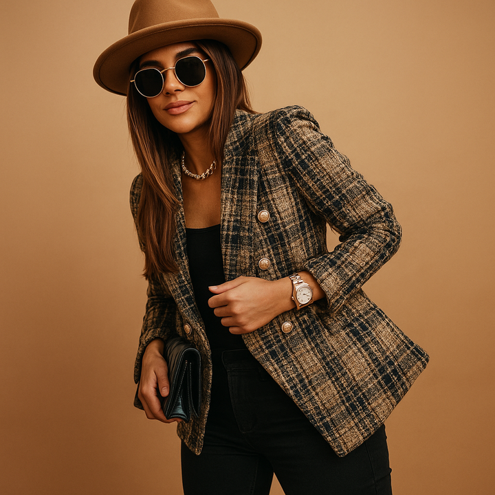 Blazer femme cintré en coton coupe ajustée pour la saison automnale
