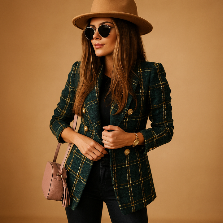 Blazer femme cintré en coton coupe ajustée pour la saison automnale
