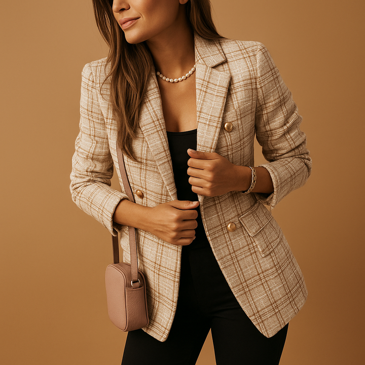 Blazer femme cintré en coton coupe ajustée pour la saison automnale