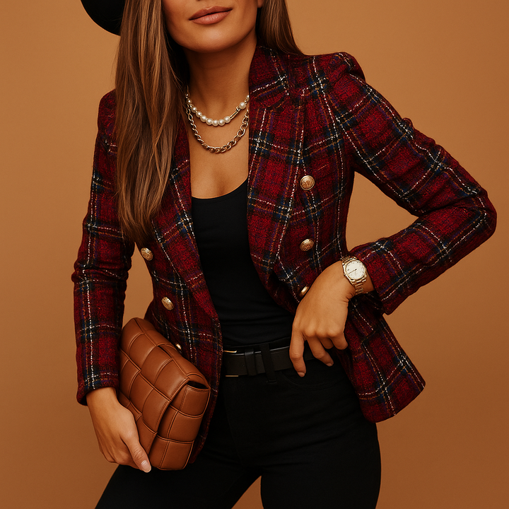 Blazer femme cintré en coton coupe ajustée pour la saison automnale