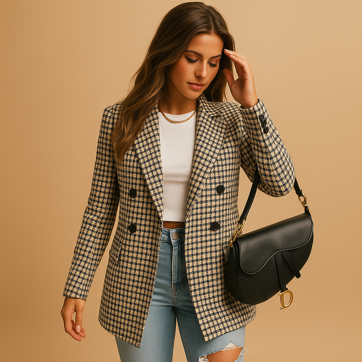 Blazer femme coupe ajustée en coton élégant pour la saison automnale