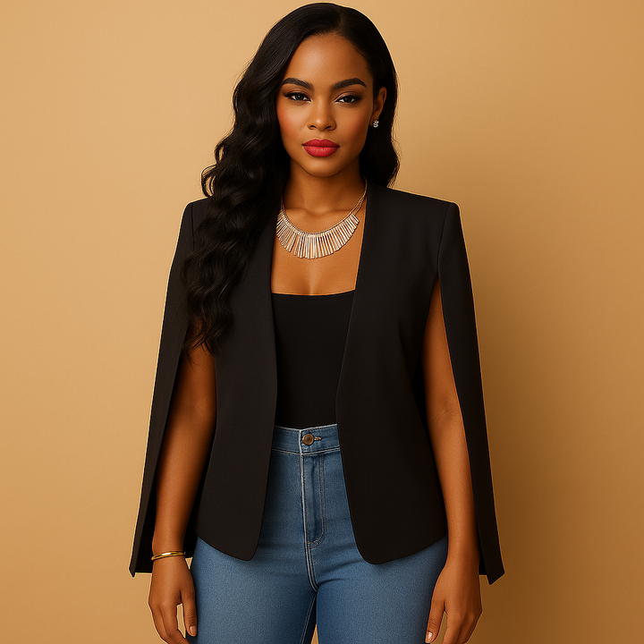Blazer femme tailleur épaules structurées en laine pour l'automne