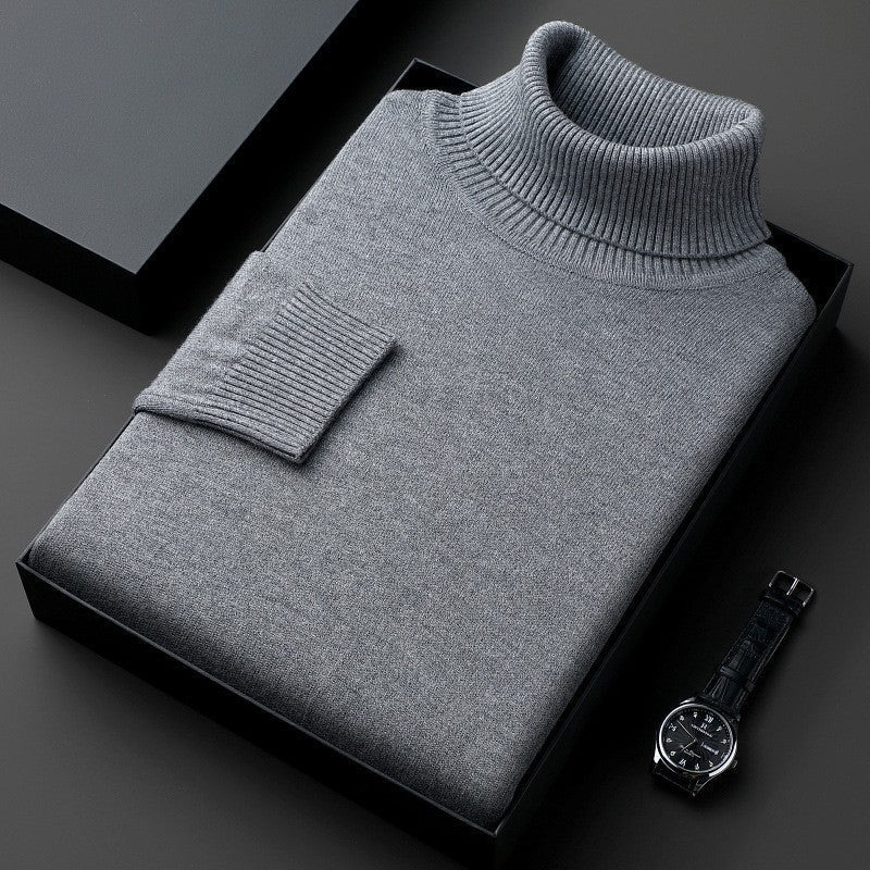 Men's fitted knit turtleneck sweater, ideal for autumn