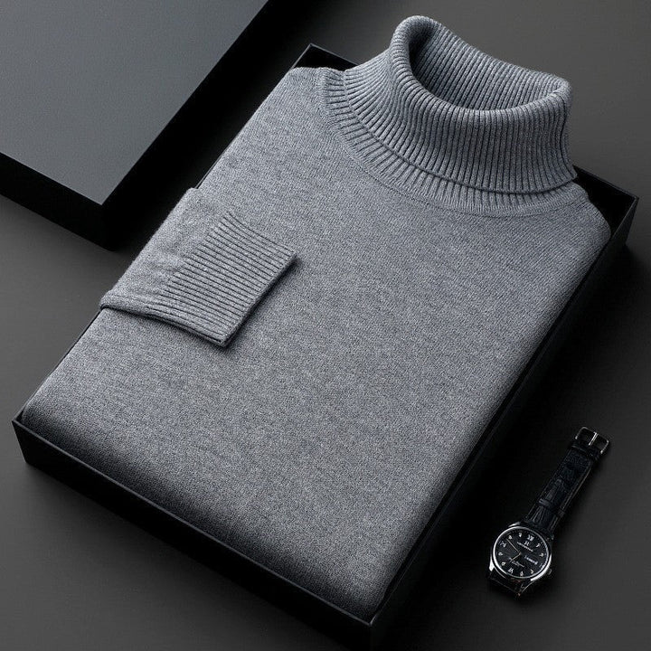 Men's fitted knit turtleneck sweater, ideal for autumn