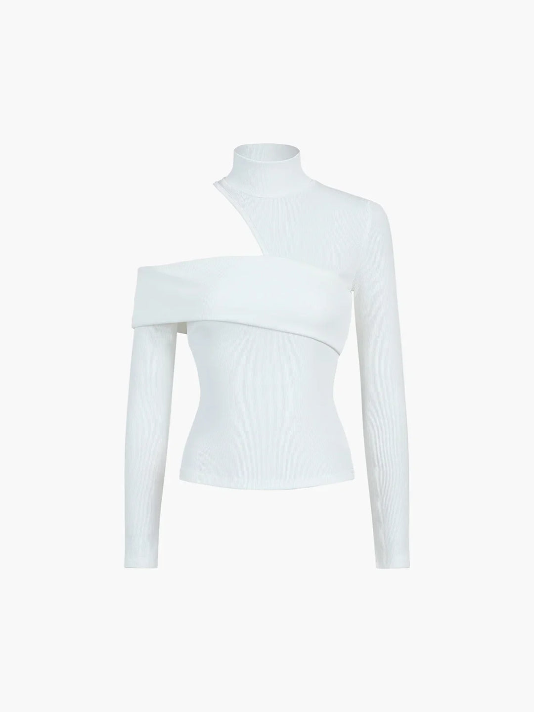 Blusa asimétrica de algodón para mujer, con cuello alto y abertura, para otoño