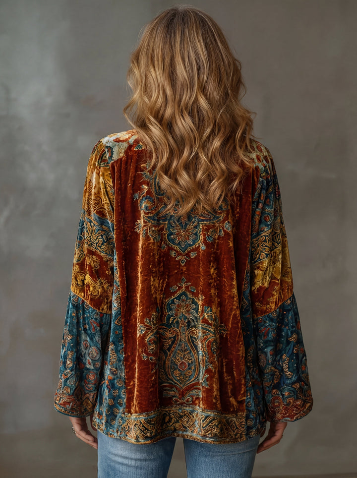 Veste bohème en velours pour femme cet automne, blazer élégant pour les jours froids