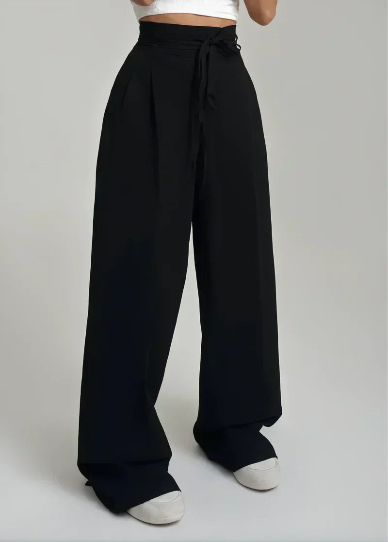 Pantalon femme à jambes larges en viscose pour l’automne