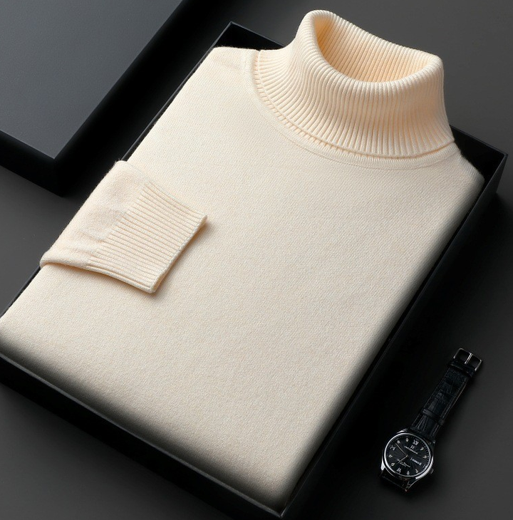 Men's fitted knit turtleneck sweater, ideal for autumn