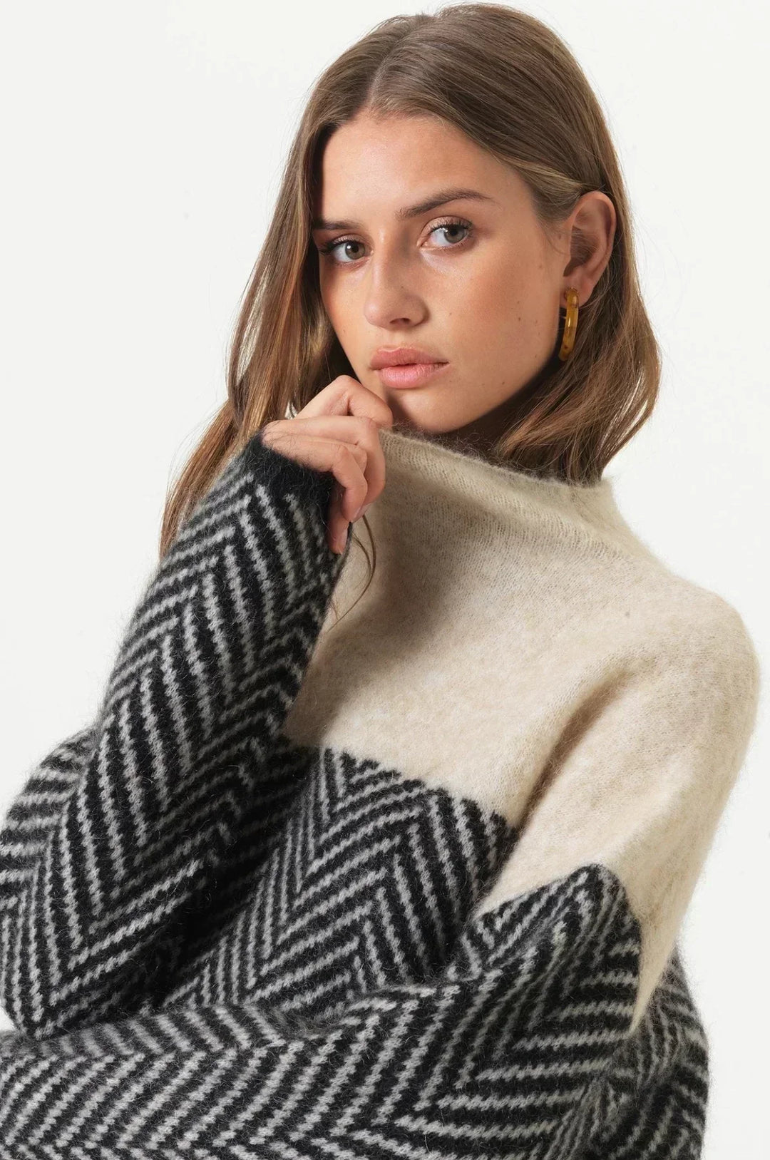 Pulover bărbătesc din lână merinos, cu guler înalt și tricot elegant, pentru toamnă