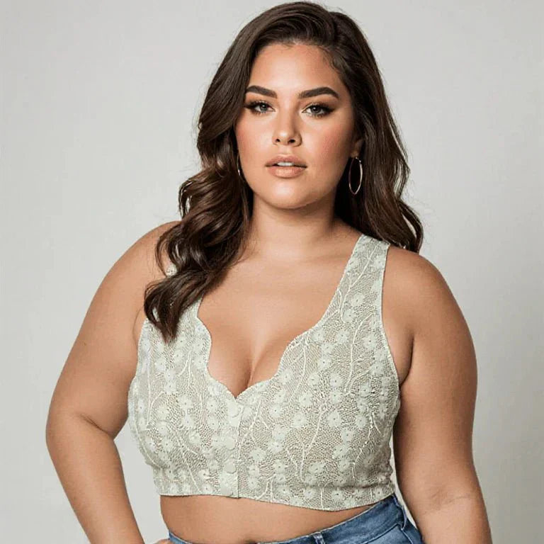 Soutien-gorge fermeture avant coton sans armatures maintien dos pour l'automne