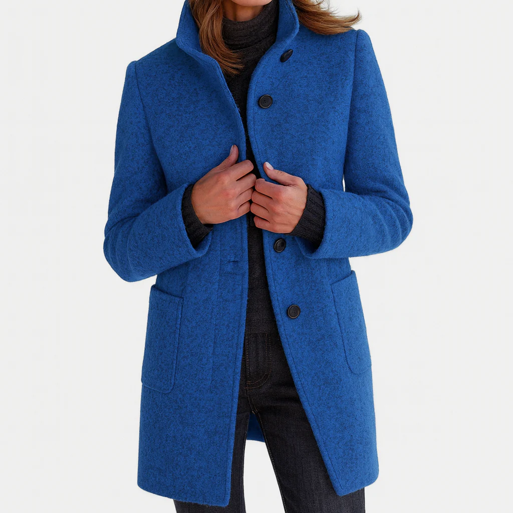 Veste automnale en laine pour femme, à col montant, élégante et droite