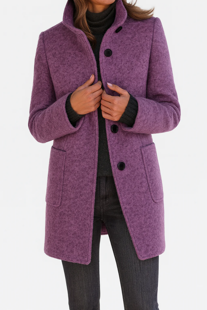 Veste automnale en laine pour femme, à col montant, élégante et droite