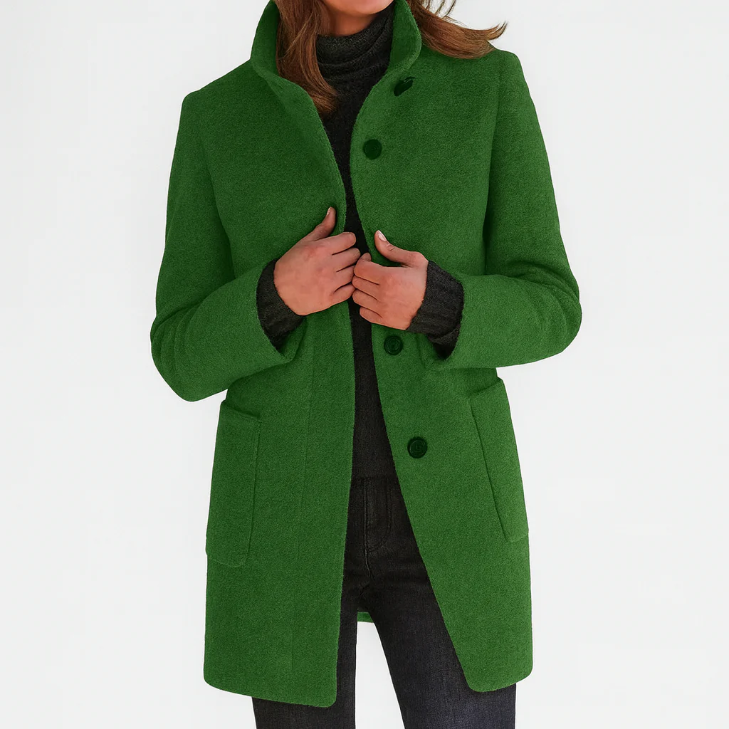 Veste automnale en laine pour femme, à col montant, élégante et droite