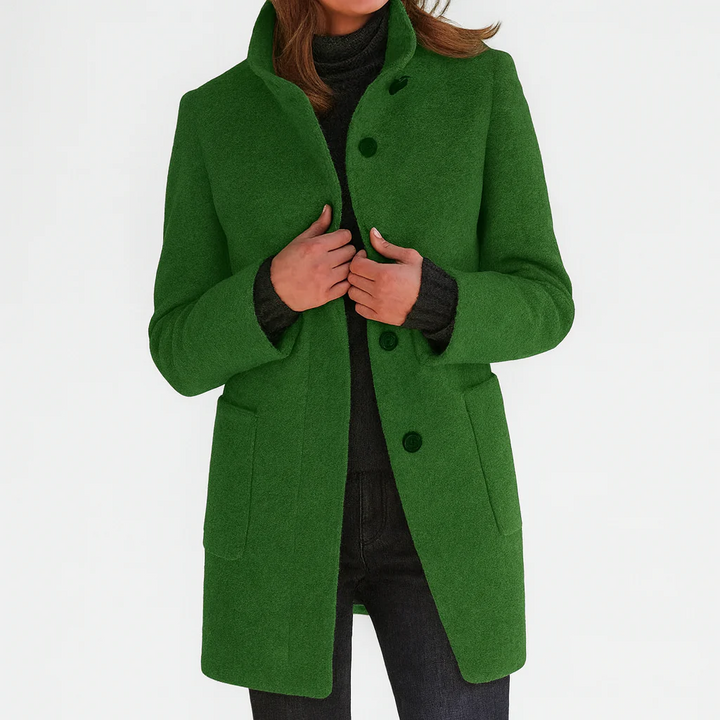 Veste automnale en laine pour femme, à col montant, élégante et droite