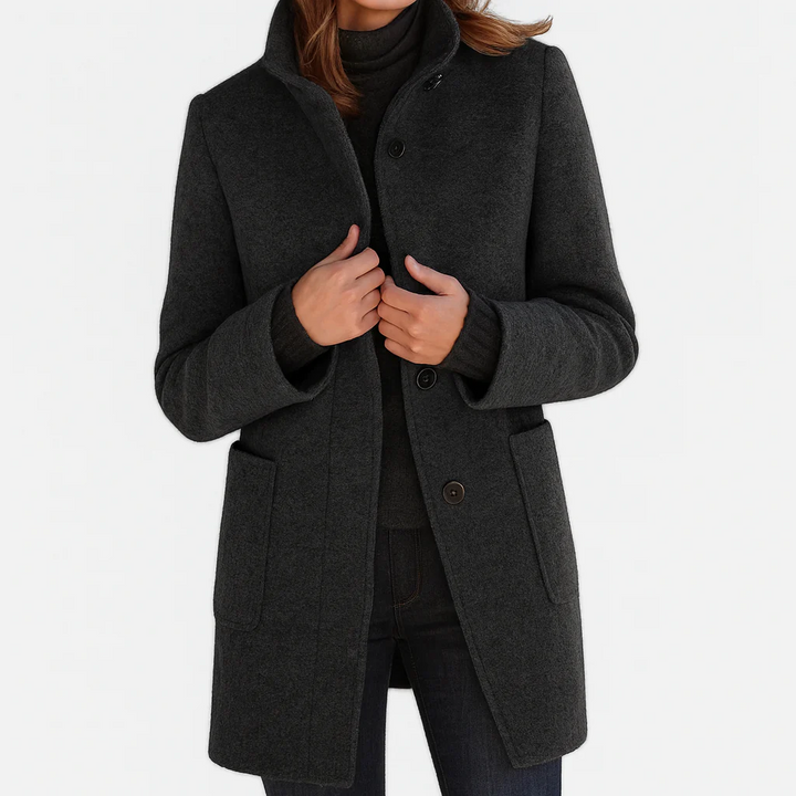 Veste automnale en laine pour femme, à col montant, élégante et droite