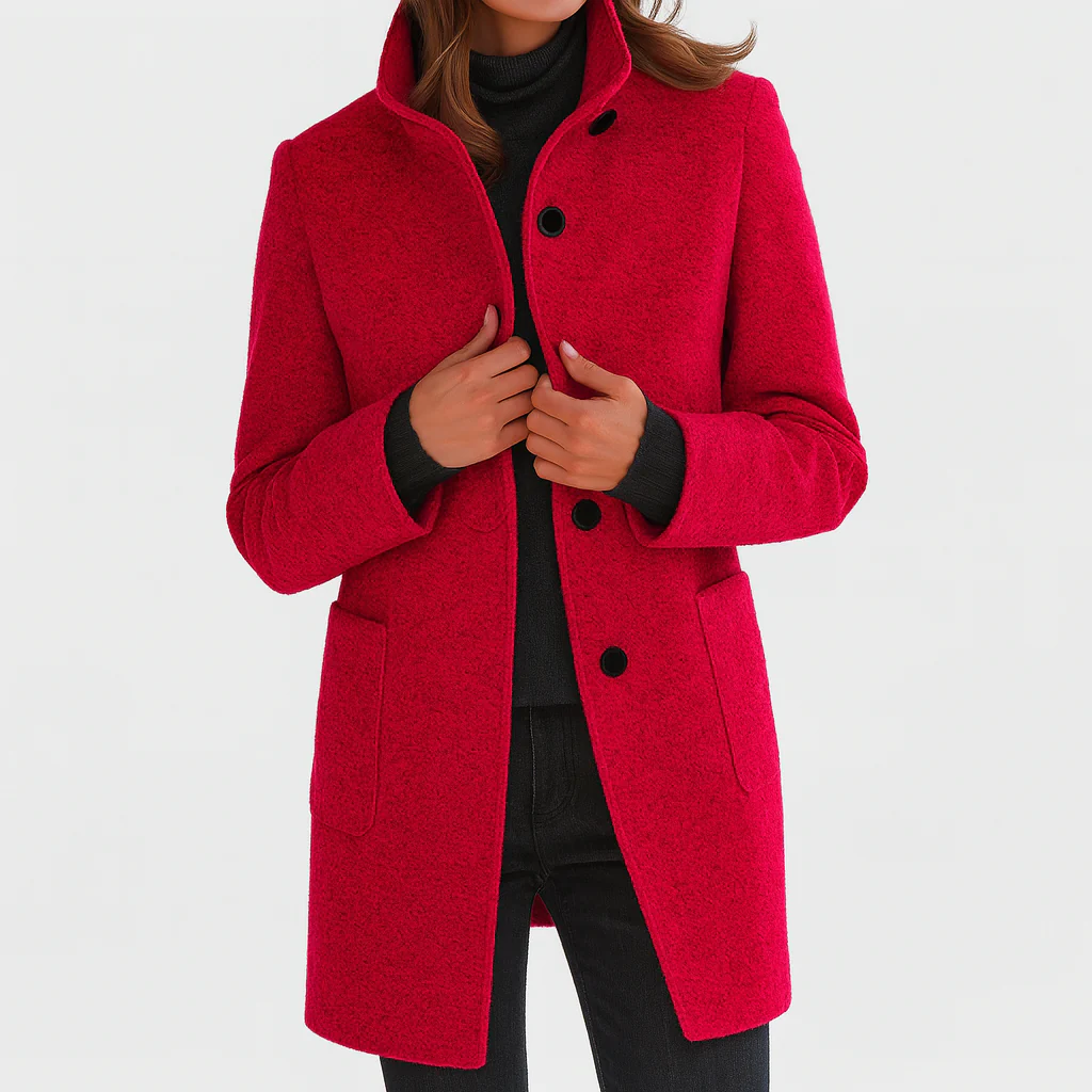 Veste automnale en laine pour femme, à col montant, élégante et droite