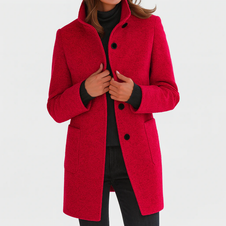 Veste automnale en laine pour femme, à col montant, élégante et droite
