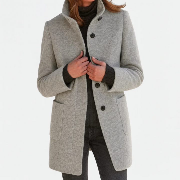 Veste automnale en laine pour femme, à col montant, élégante et droite
