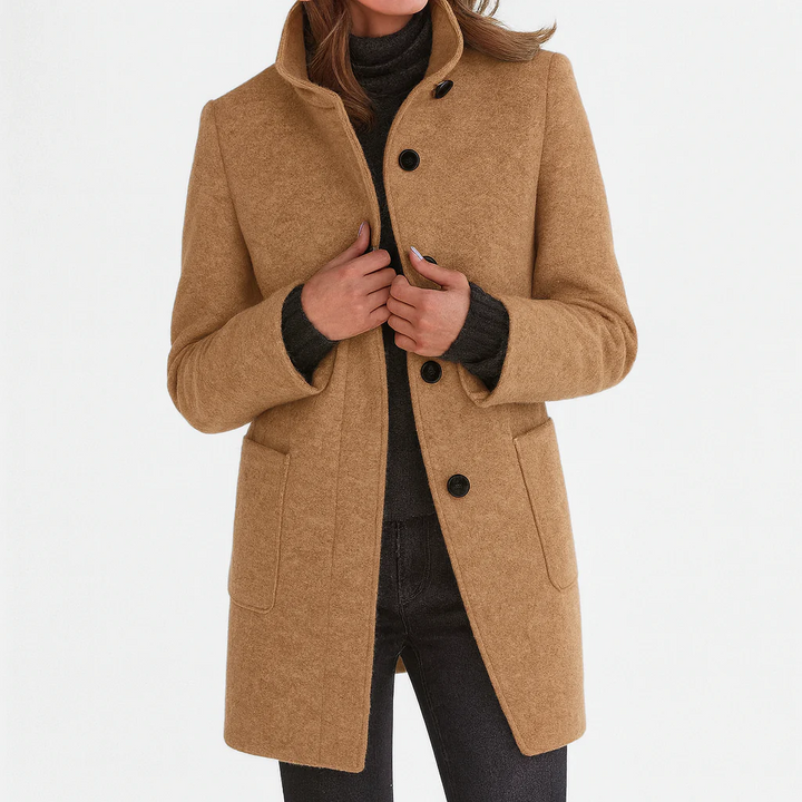 Veste automnale en laine pour femme, à col montant, élégante et droite