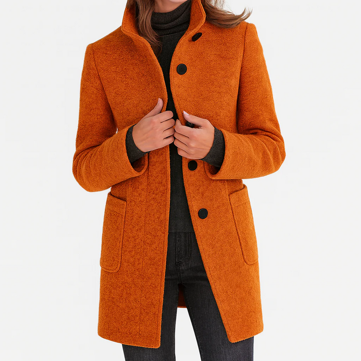 Veste automnale en laine pour femme, à col montant, élégante et droite