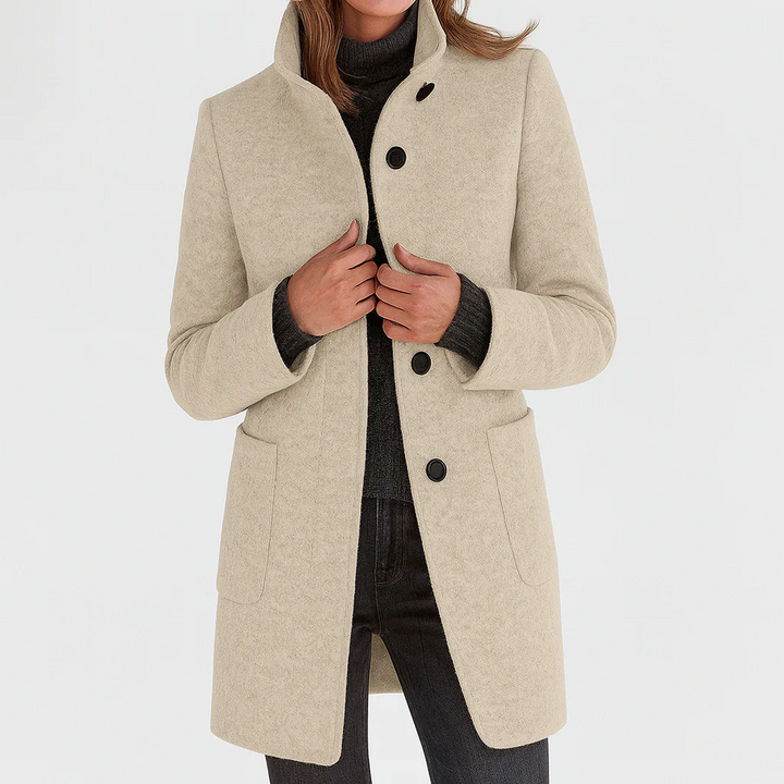 Veste automnale en laine pour femme, à col montant, élégante et droite