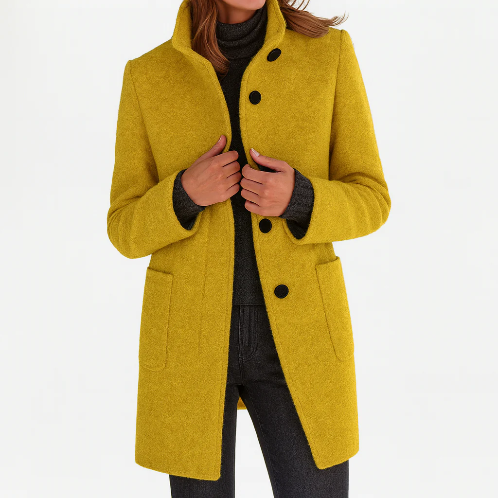 Veste automnale en laine pour femme, à col montant, élégante et droite