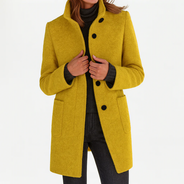 Veste automnale en laine pour femme, à col montant, élégante et droite