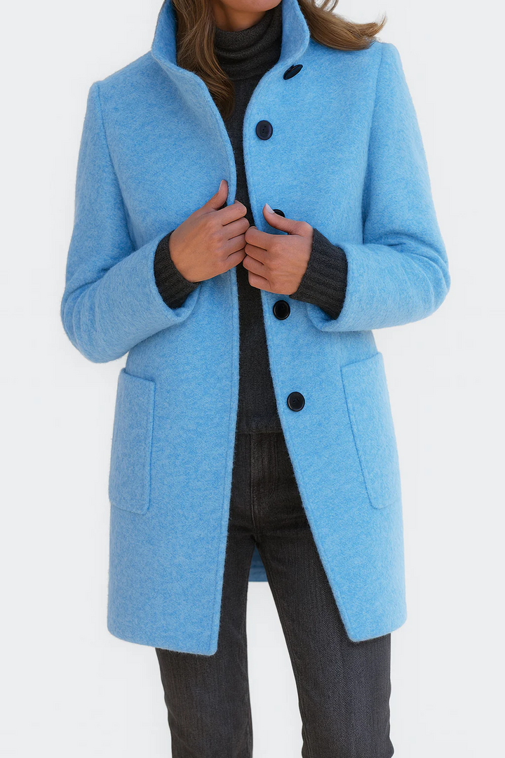 Veste automnale en laine pour femme, à col montant, élégante et droite