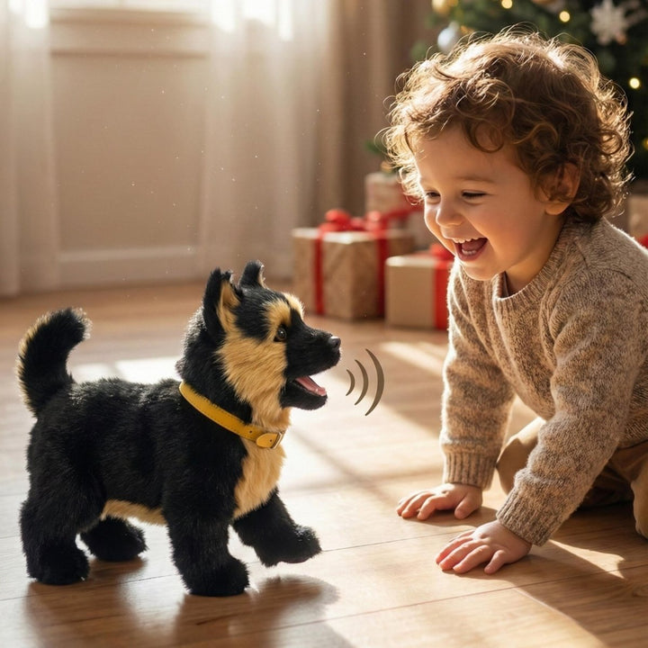 Jouet interactif pour chiot Berger Allemand réaliste en peluche avec mouvements et aboiements