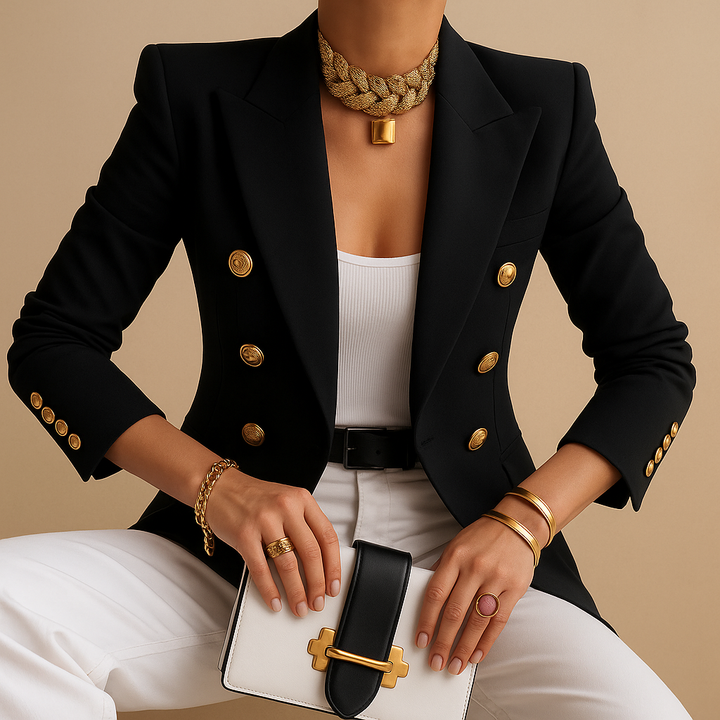 Blazer long femme en coton coupe élégante pour la saison automnale
