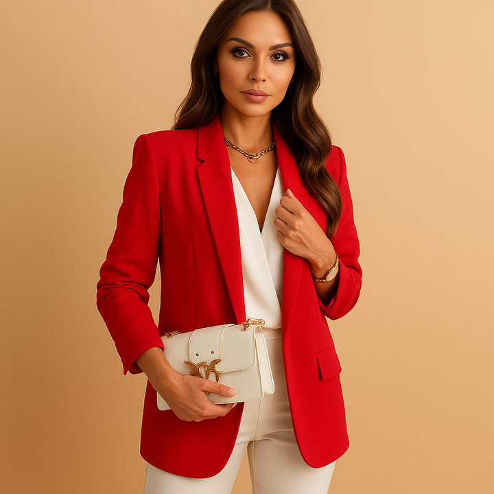 Blazer lungo da donna in cotone elegante con taglio strutturato per l'estate e la mezza stagione