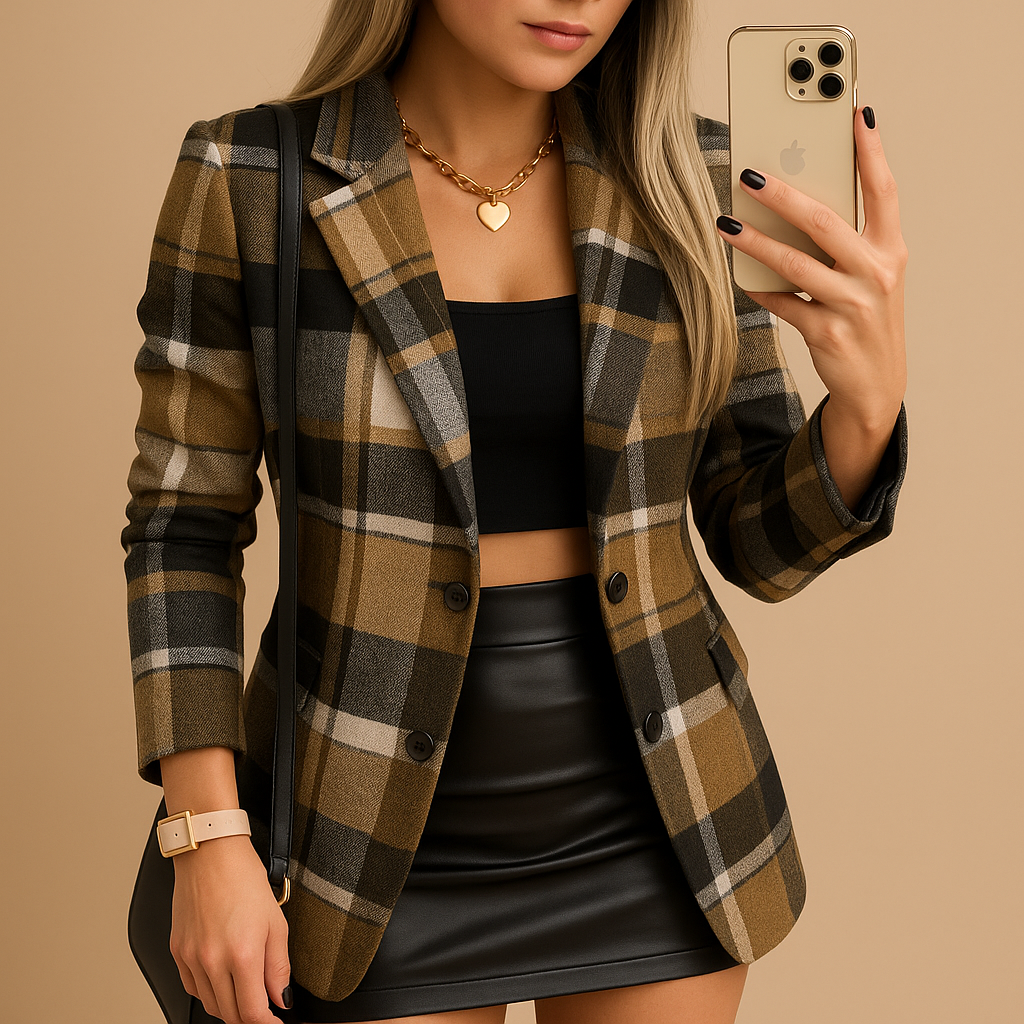 Manteau long matelassé femme à carreaux en laine pour l'hiver