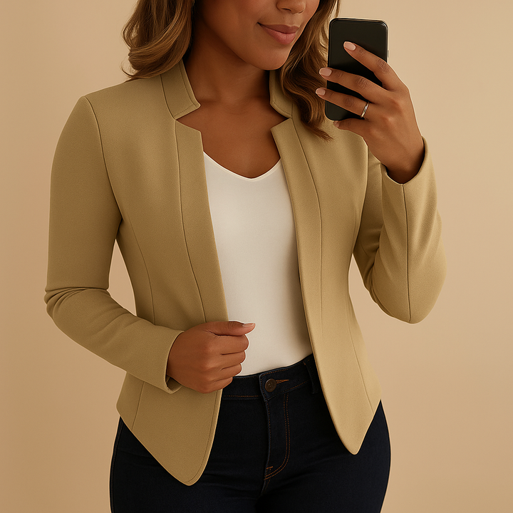 Blazer femme léger à revers cranté en coton pour le printemps
