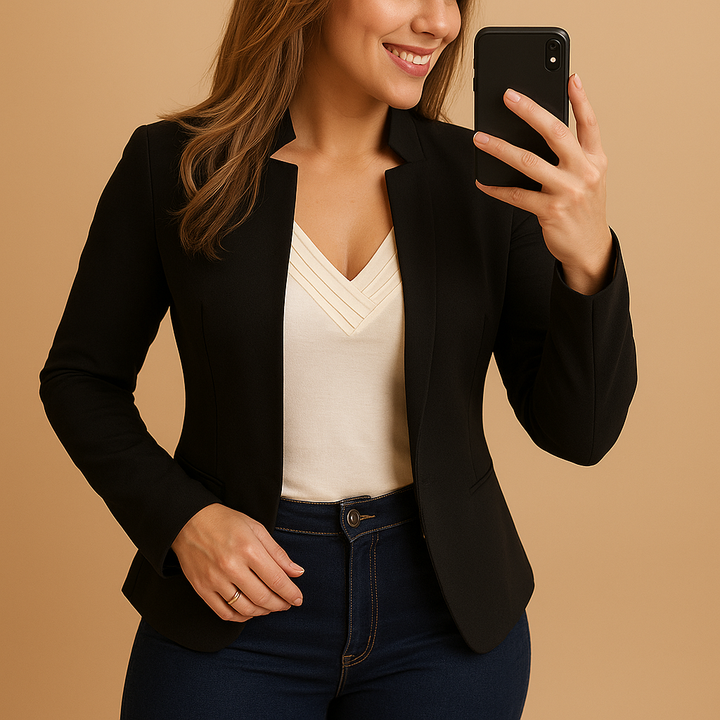 Blazer femme léger à revers cranté en coton pour le printemps