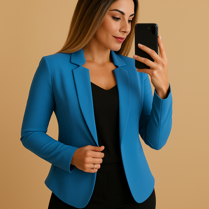 Blazer femme léger à revers cranté en coton pour le printemps