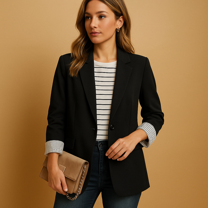 Blazer femme manches longues en mélange de coton pour la saison estivale
