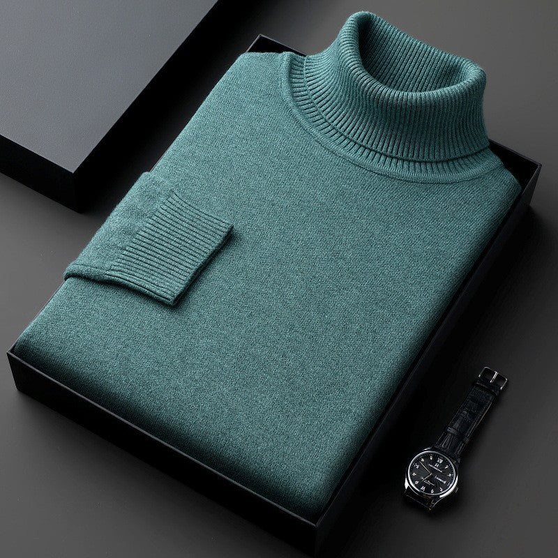 Men's fitted knit turtleneck sweater, ideal for autumn
