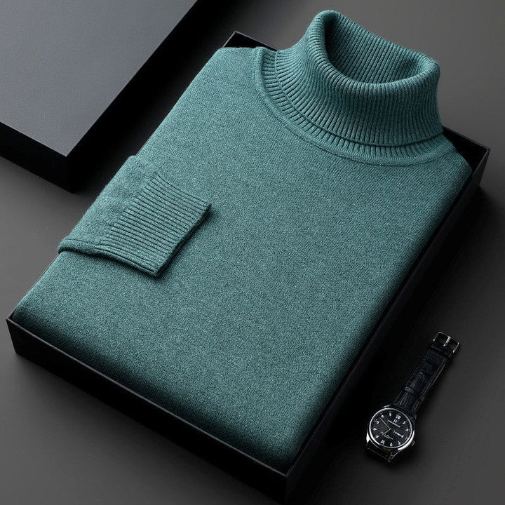 Men's fitted knit turtleneck sweater, ideal for autumn