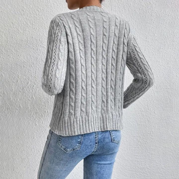 Cardigan femme en laine ajourée, boutonné, pour l’automne