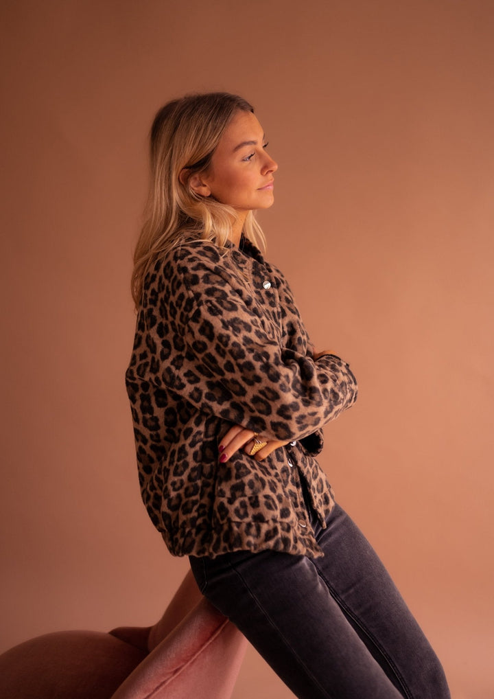 Veste mi-saison pour femme en coton à imprimé léopard
