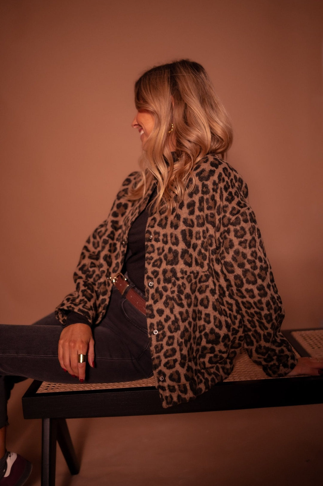 Veste mi-saison pour femme en coton à imprimé léopard