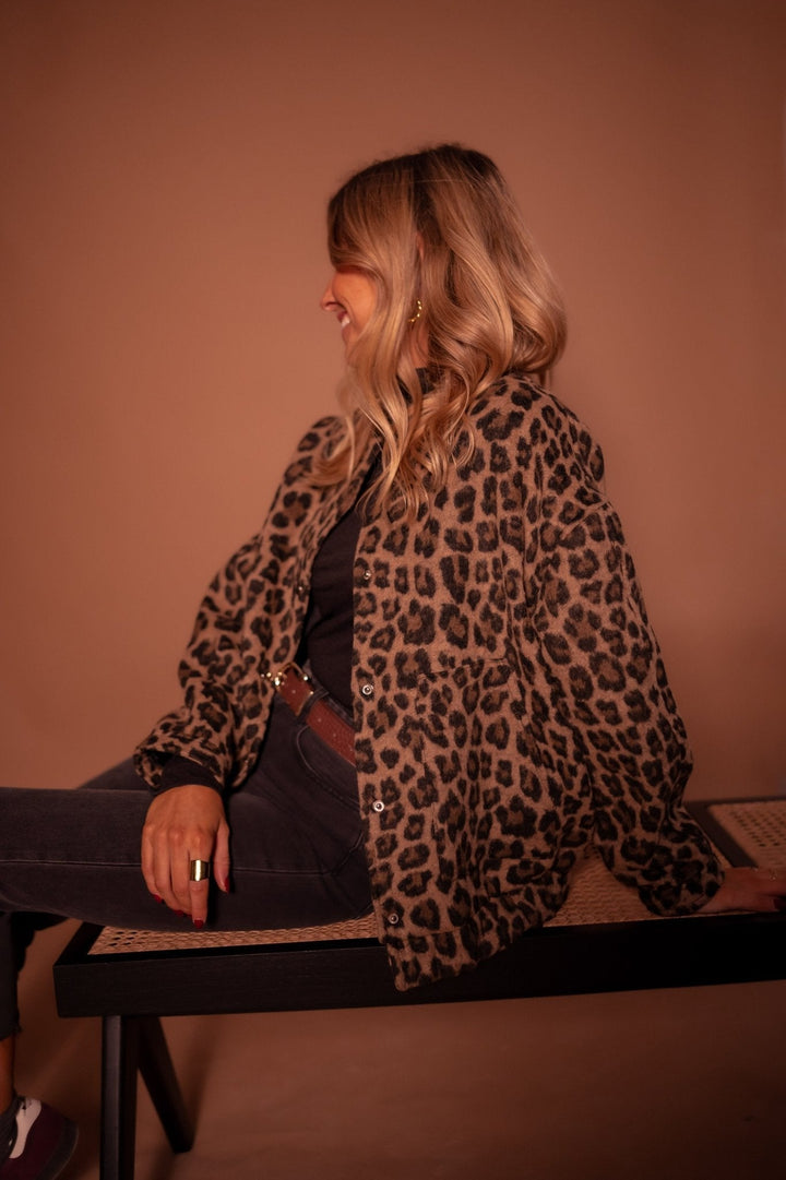 Veste mi-saison pour femme en coton à imprimé léopard