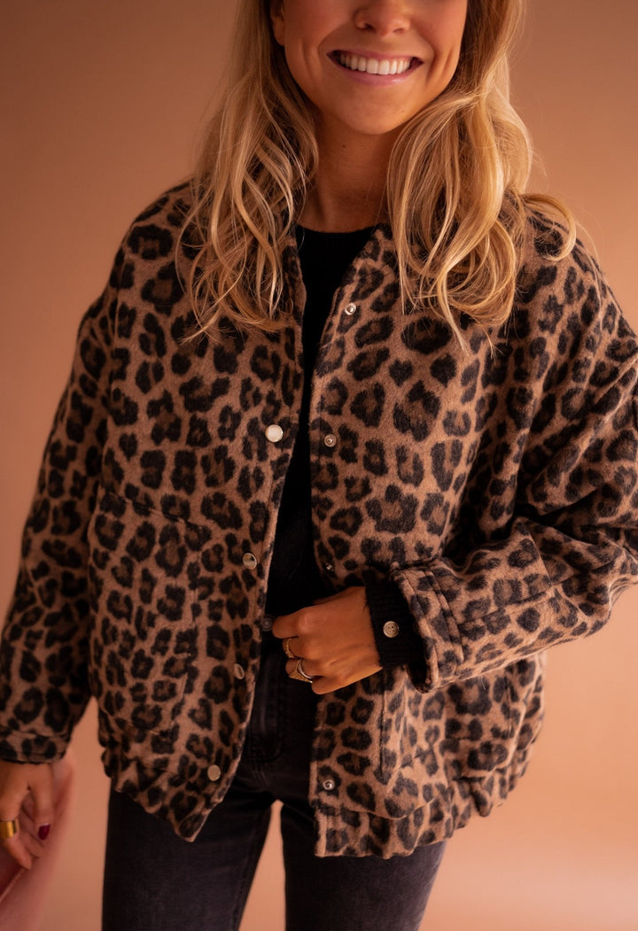 Veste mi-saison pour femme en coton à imprimé léopard