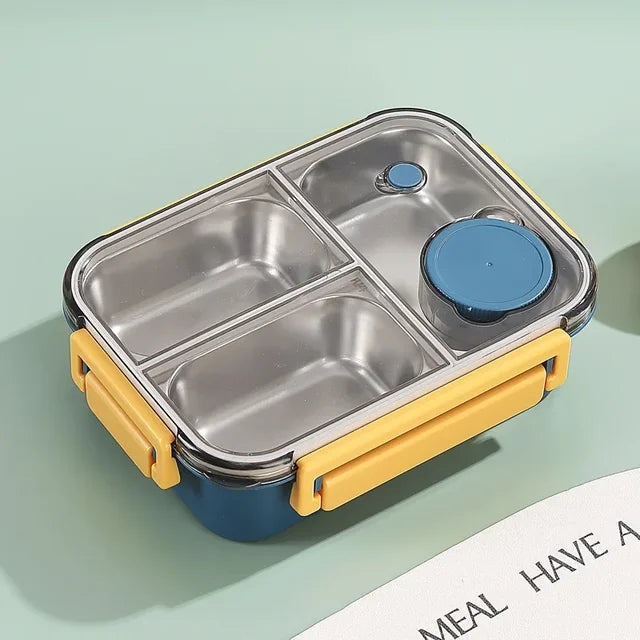 Boîte à repas en acier inoxydable à 3 compartiments, étanche et isotherme, pour le travail et l'école